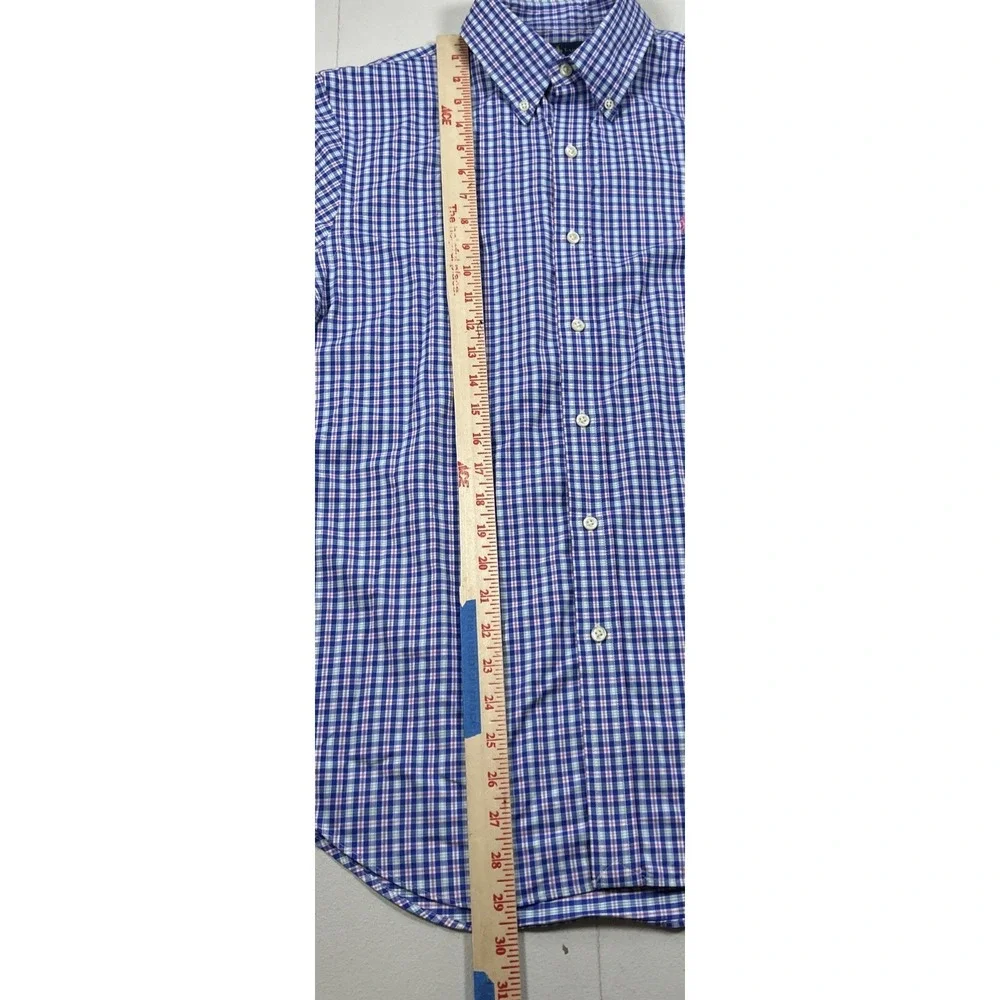Polo Ralph Lauren Slim Fit Performance Men's‎ Medium Gingham Check Pink Pony